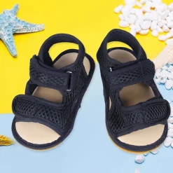 Solid Hookloop Comfortable Anti-skid Floater Sandals - Black