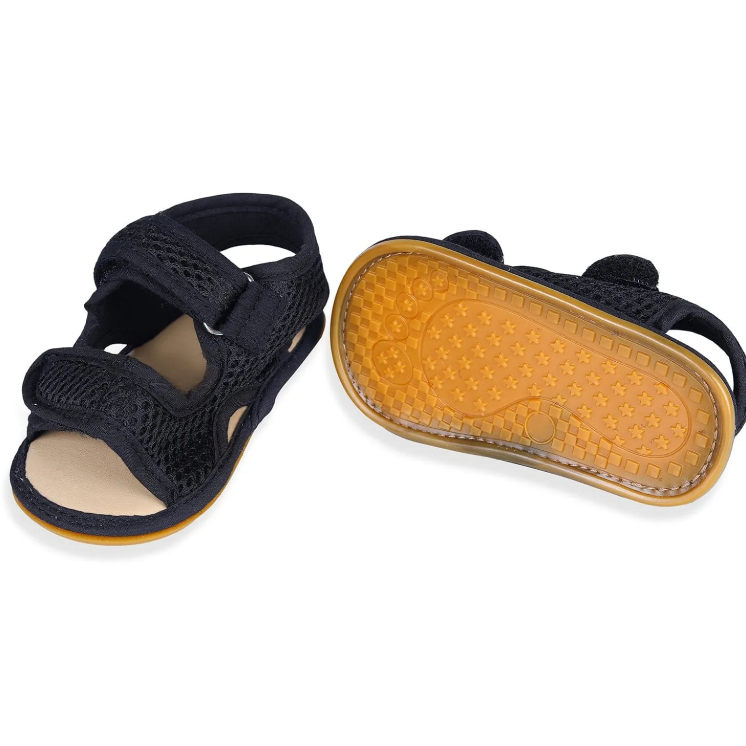 Solid Hookloop Comfortable Anti-skid Floater Sandals - Black