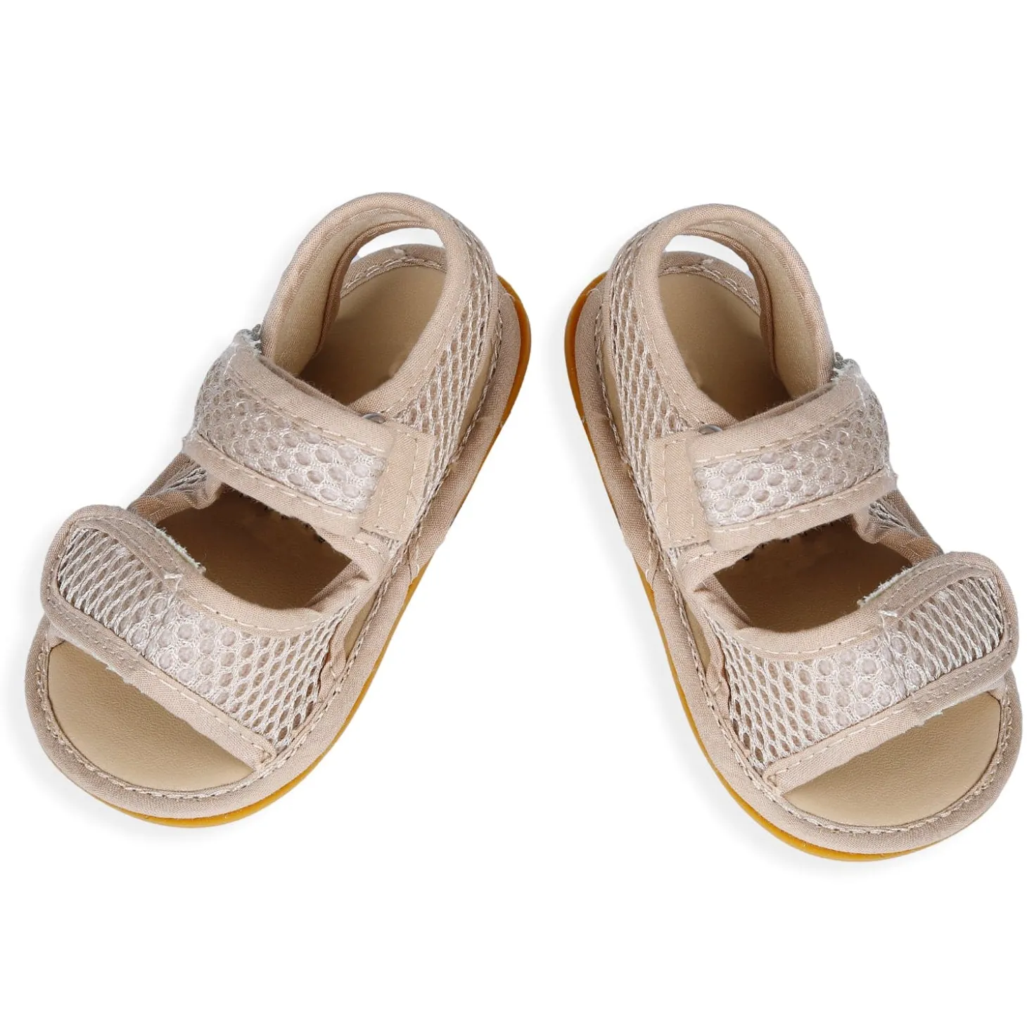 Solid Hookloop Comfortable Anti-skid Floater Sandals - Beige