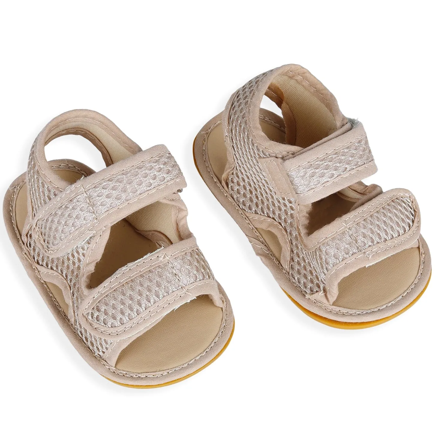 Solid Hookloop Comfortable Anti-skid Floater Sandals - Beige