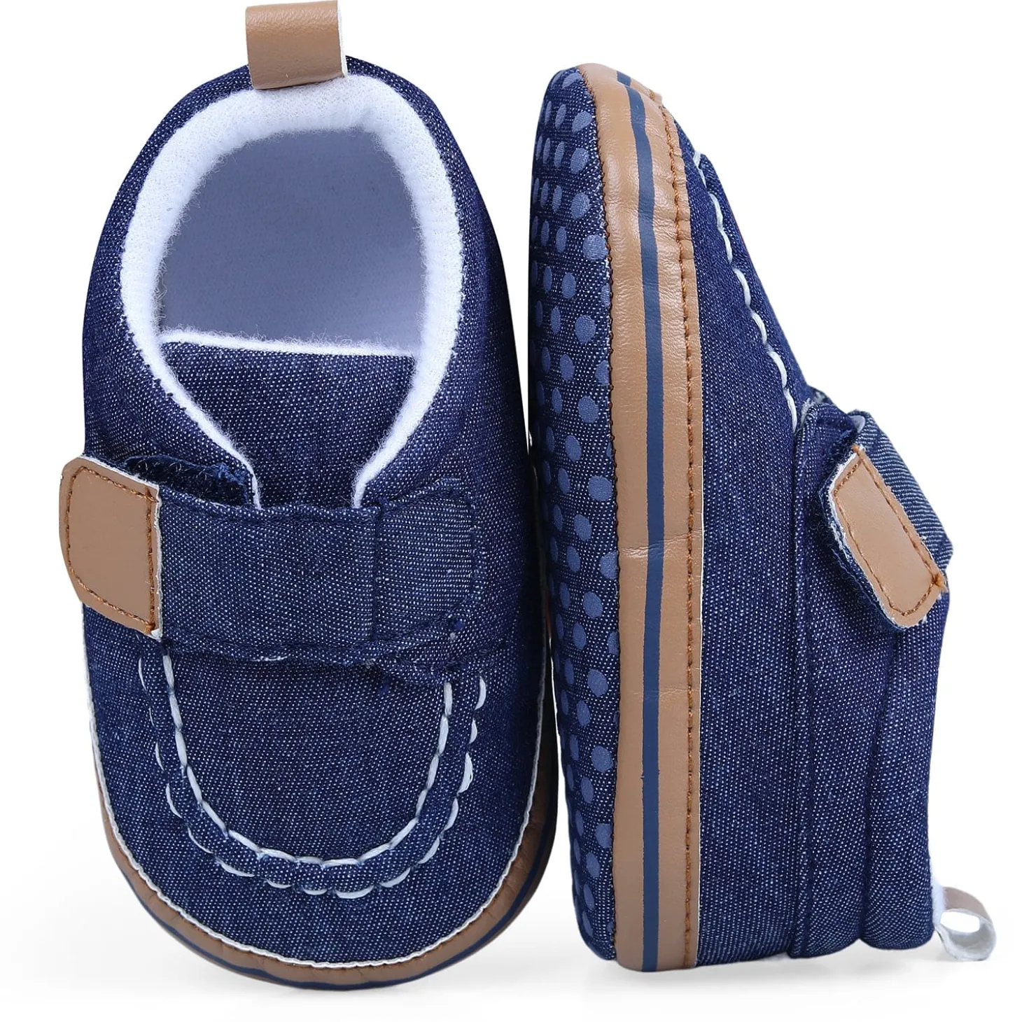 Solid Hookloop Stylish And Casual Denim Velcro Booties - Blue