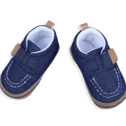 Solid Hookloop Stylish And Casual Denim Velcro Booties - Blue