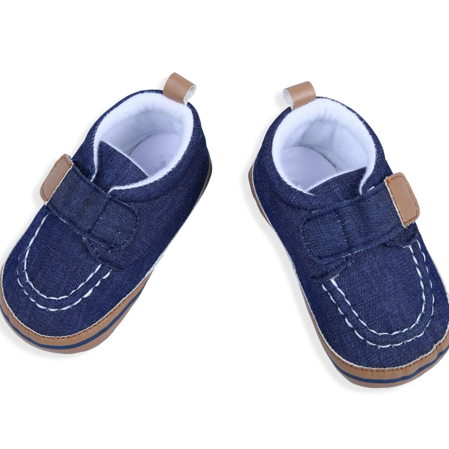 Solid Hookloop Stylish And Casual Denim Velcro Booties - Blue