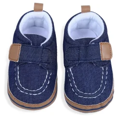 Solid Hookloop Stylish And Casual Denim Velcro Booties - Blue