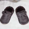 Solid Hookloop Stylish Leather Velcro Shoes - Brown