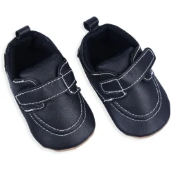 Solid Hookloop Stylish Leather Velcro Shoes - Black