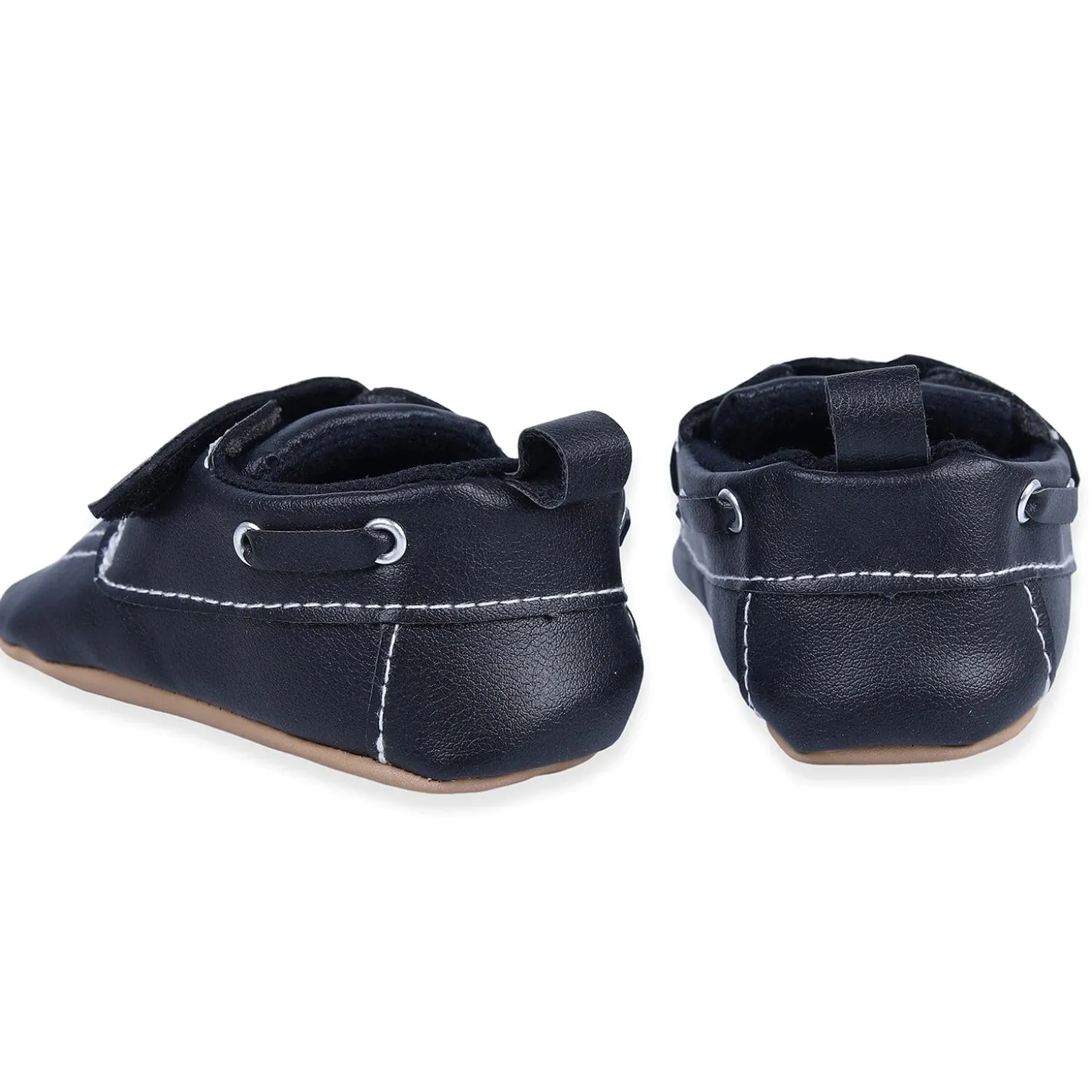 Solid Hookloop Stylish Leather Velcro Shoes - Black