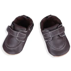 Solid Hookloop Stylish Leather Velcro Shoes - Brown