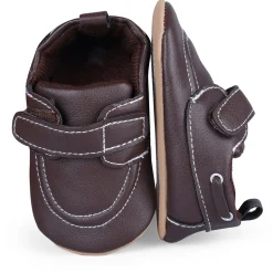 Solid Hookloop Stylish Leather Velcro Shoes - Brown
