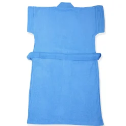 Solid Toddler Half Sleeves Pocket with Waist Belt Bathrobe - Blue