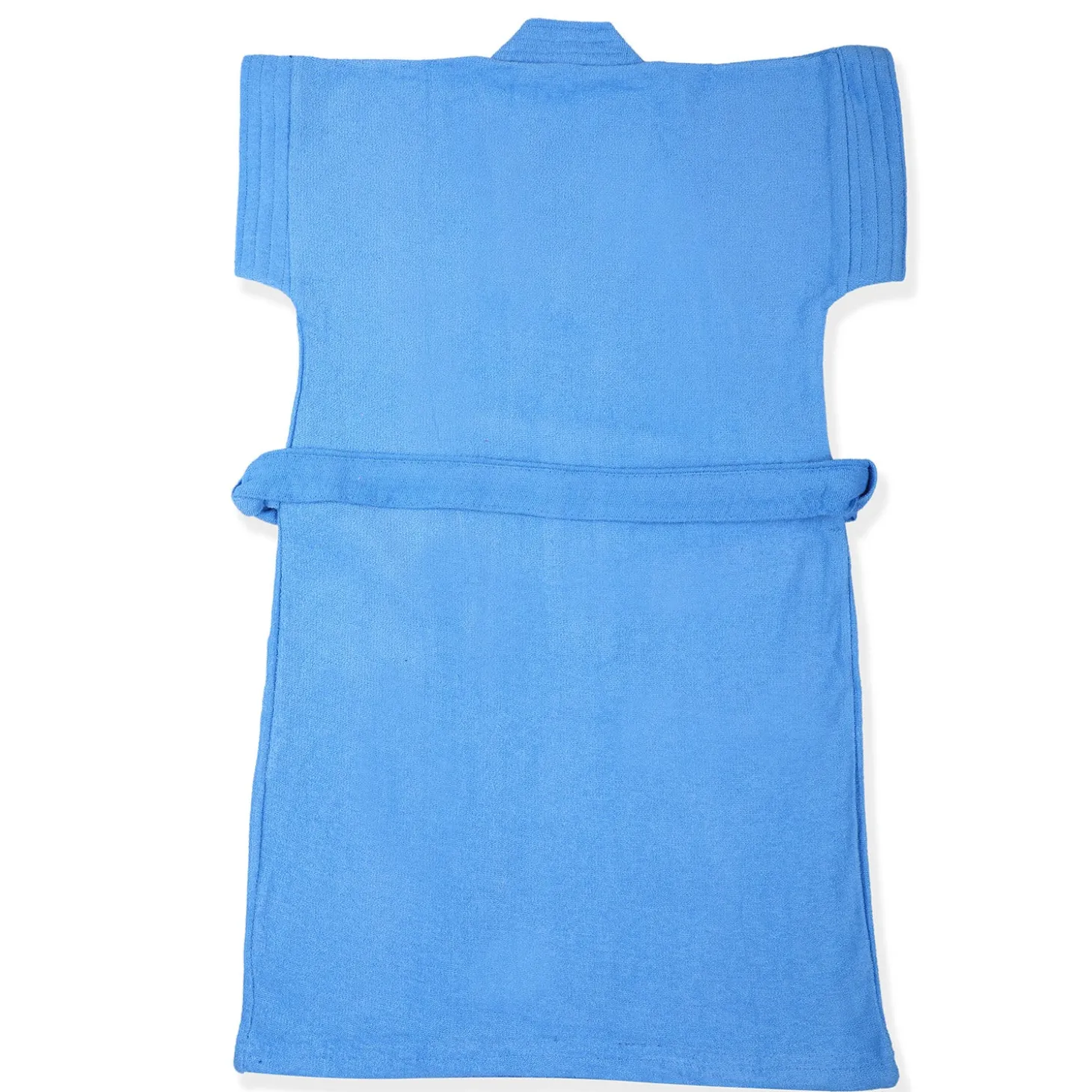 Solid Toddler Half Sleeves Pocket with Waist Belt Bathrobe - Blue