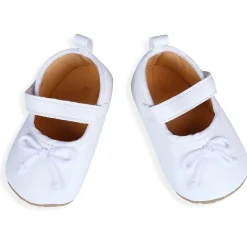 Solid With Bow Premium Girls Anti-Slip Ballerina Shoes - White