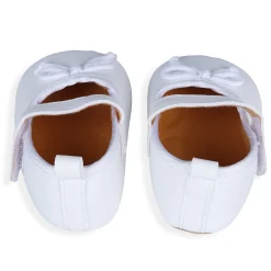 Solid With Bow Premium Girls Anti-Slip Ballerina Shoes - White