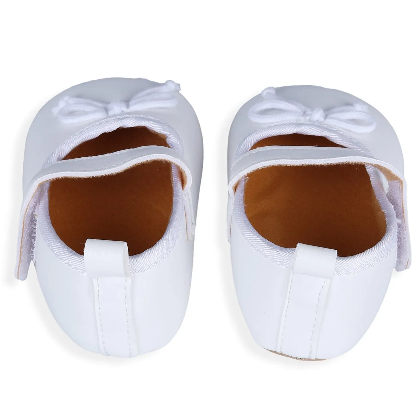 Solid With Bow Premium Girls Anti-Slip Ballerina Shoes - White