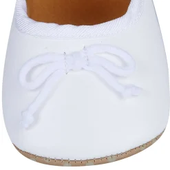 Solid With Bow Premium Girls Anti-Slip Ballerina Shoes - White