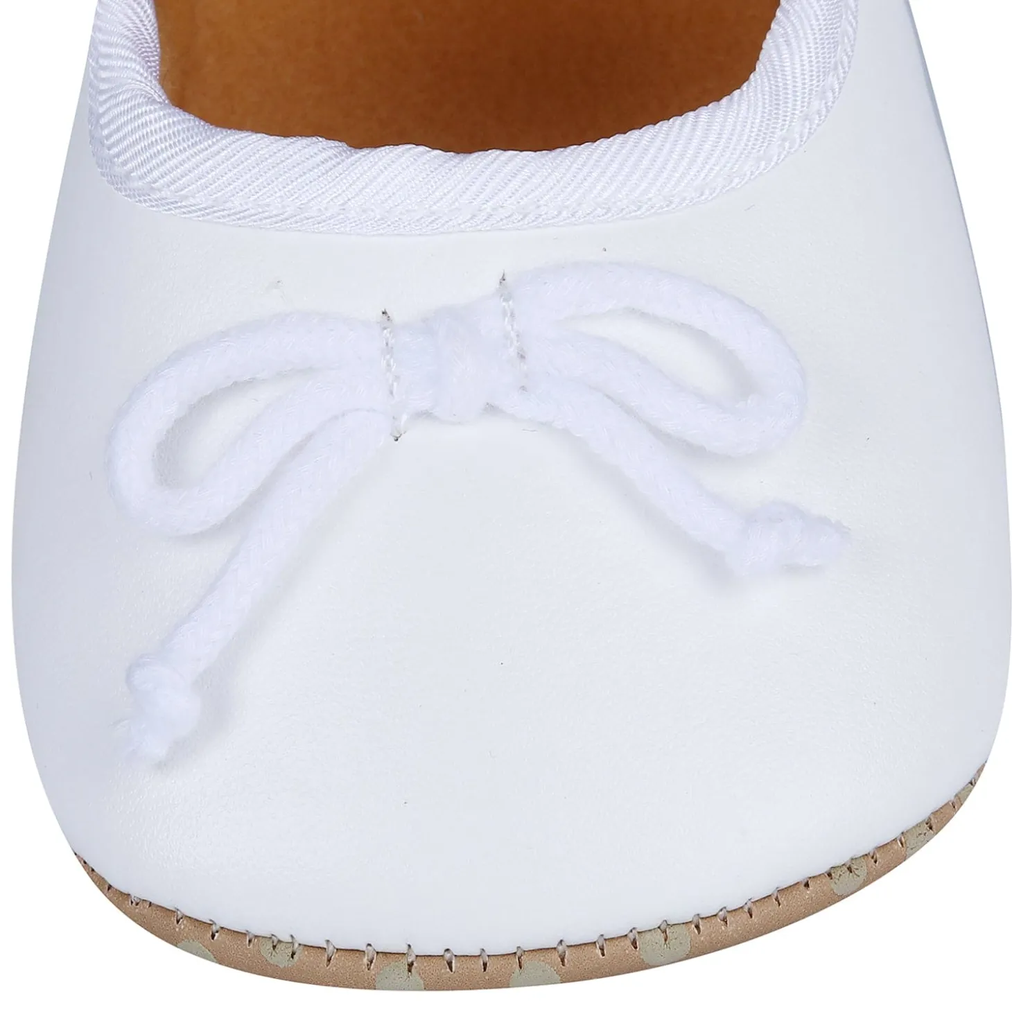 Solid With Bow Premium Girls Anti-Slip Ballerina Shoes - White