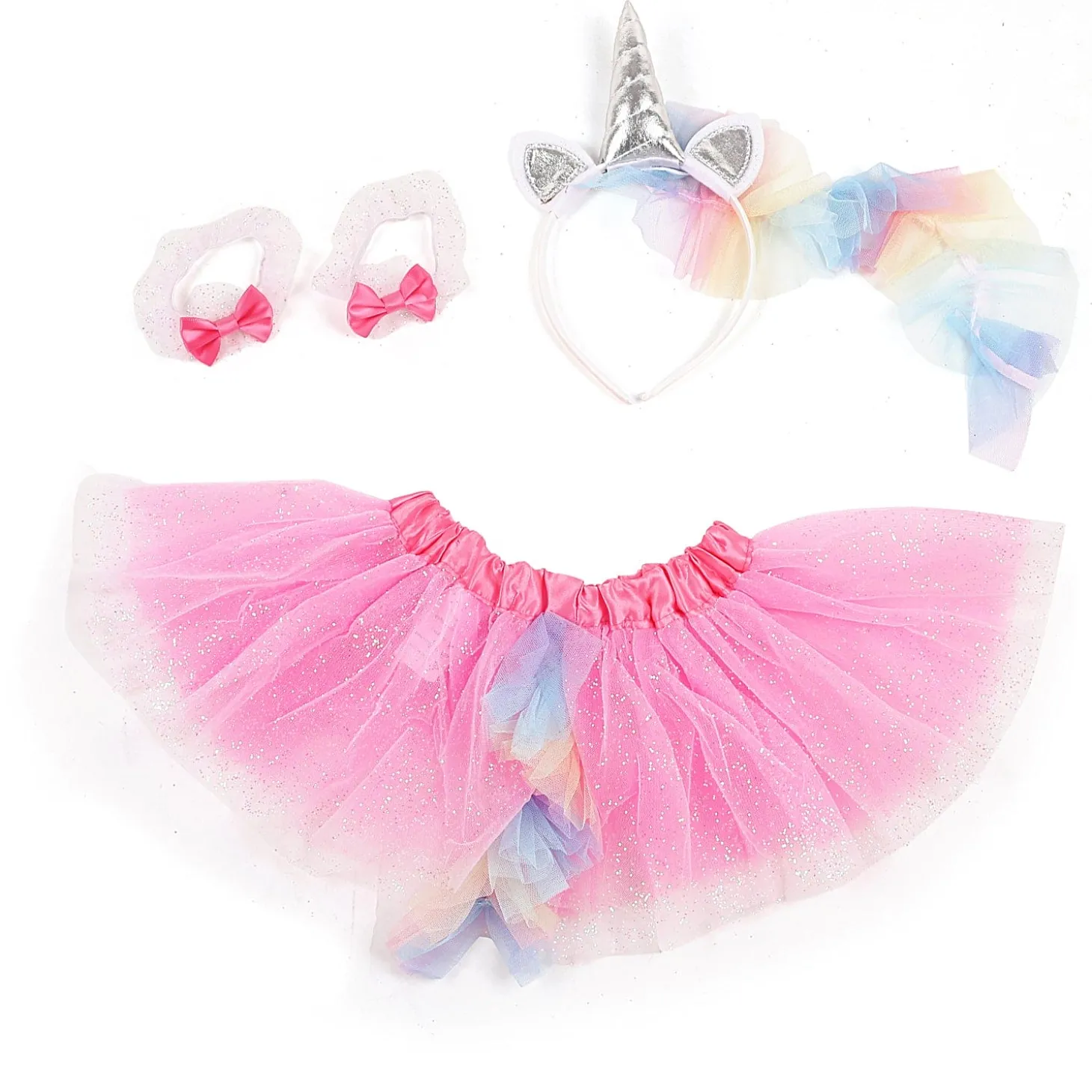 Sparkly Unicorn Rainbow Tutu Skirt And Accessory Set