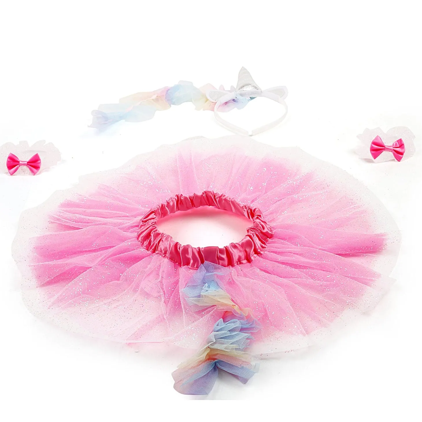Sparkly Unicorn Rainbow Tutu Skirt And Accessory Set