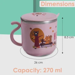 Stainless Steel Water Cup with Lid Bear - Pink