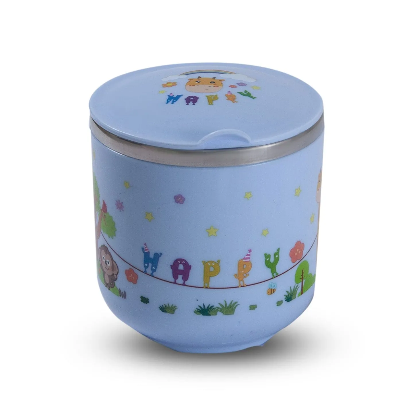 Stainless Steel Water Cup with Lid Happy Monkey - Blue
