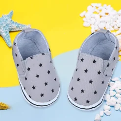 Star Casual Sneakers Soft Sole Anti-Skid Slip-On Booties - Grey