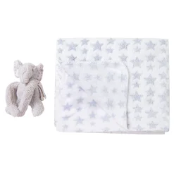 Star Elephant Soft Cozy Plush Toy Blanket Grey