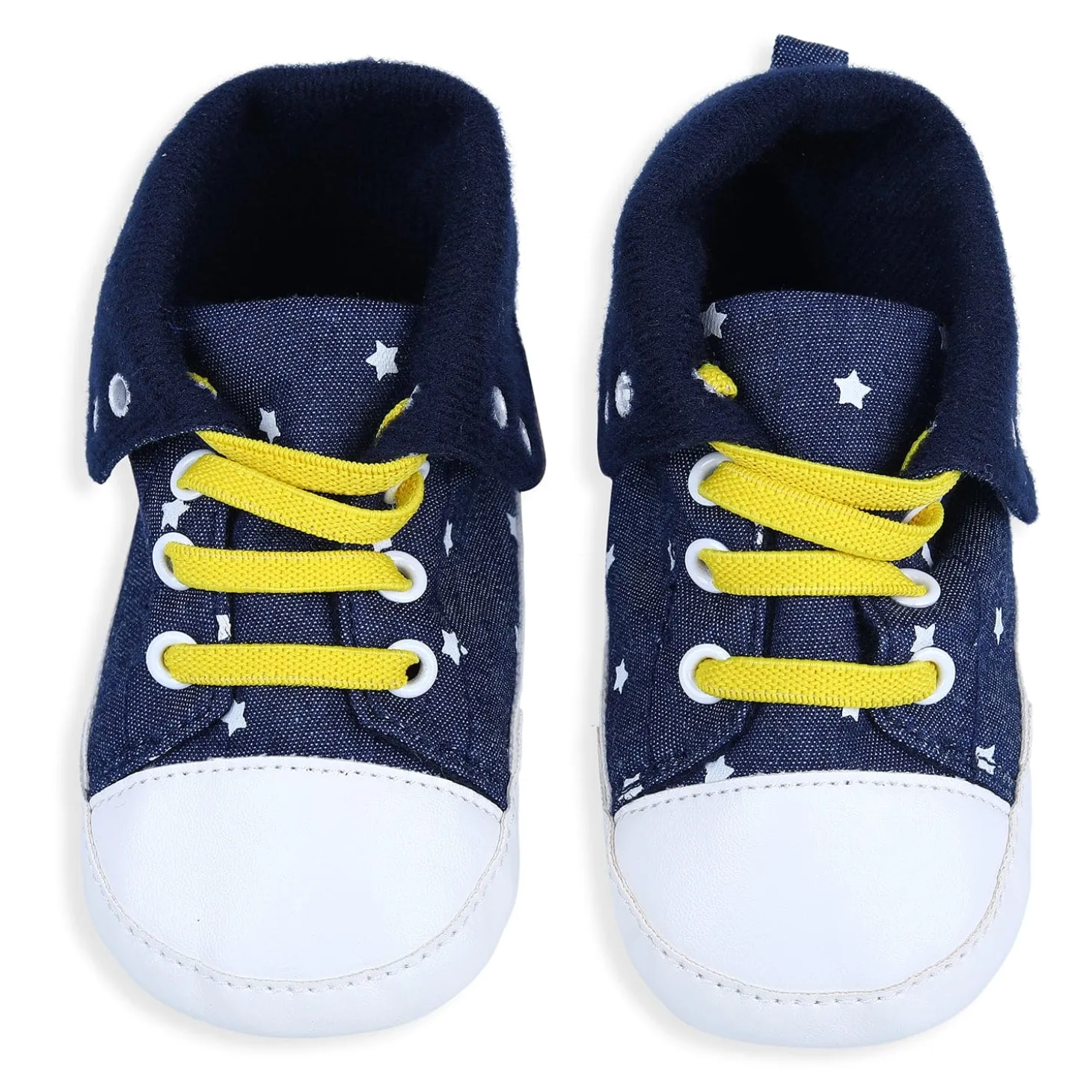 Star High Top Foldable Denim Casual Sneaker Booties - Blue