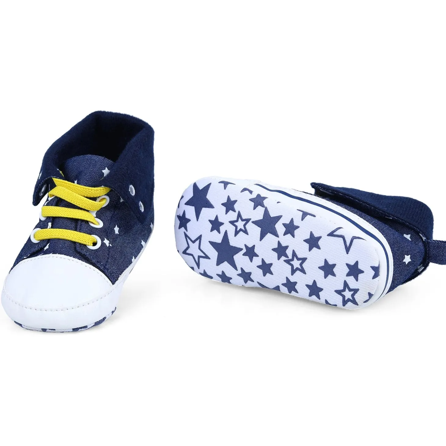 Star High Top Foldable Denim Casual Sneaker Booties - Blue