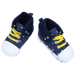Star High Top Foldable Denim Casual Sneaker Booties - Blue