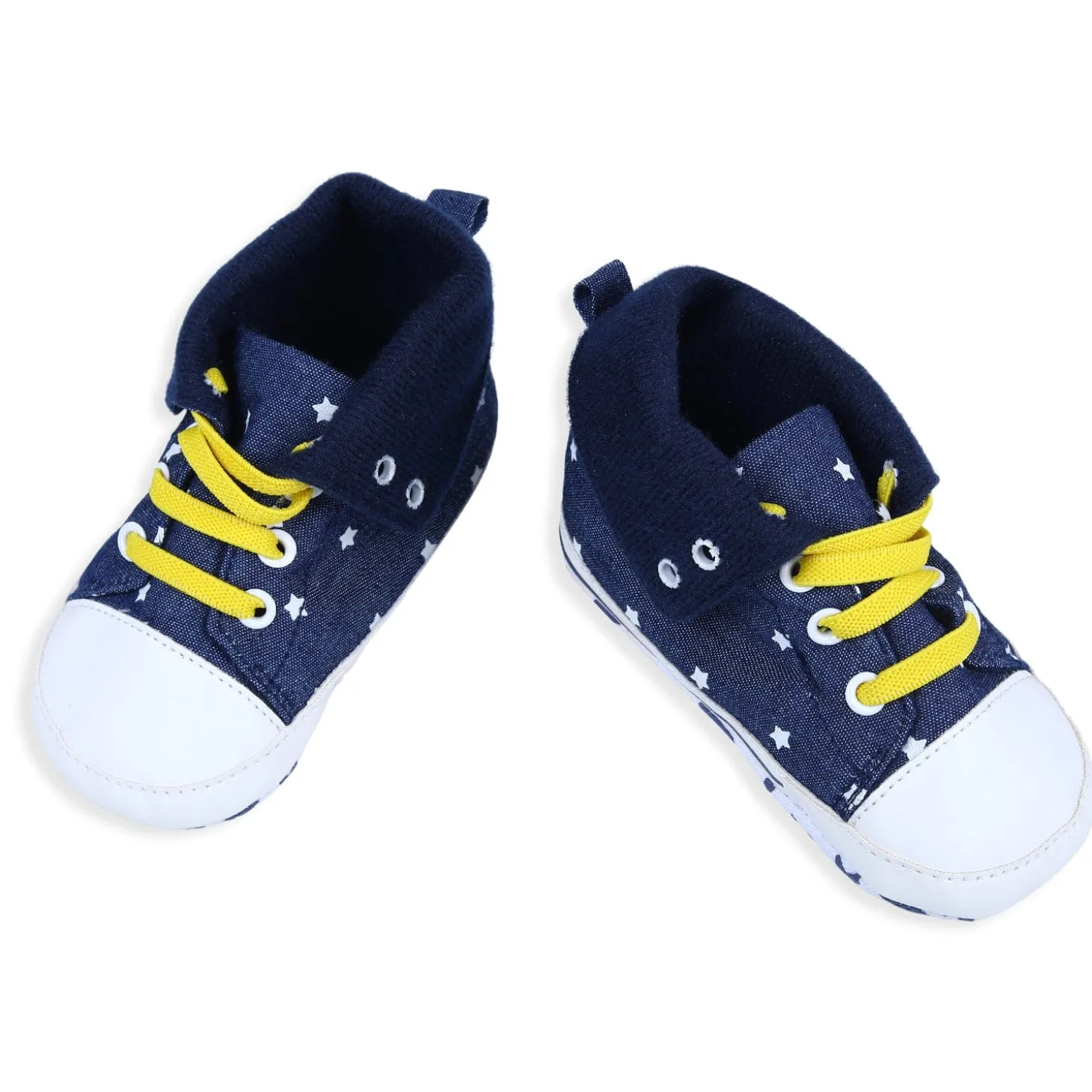 Star High Top Foldable Denim Casual Sneaker Booties - Blue
