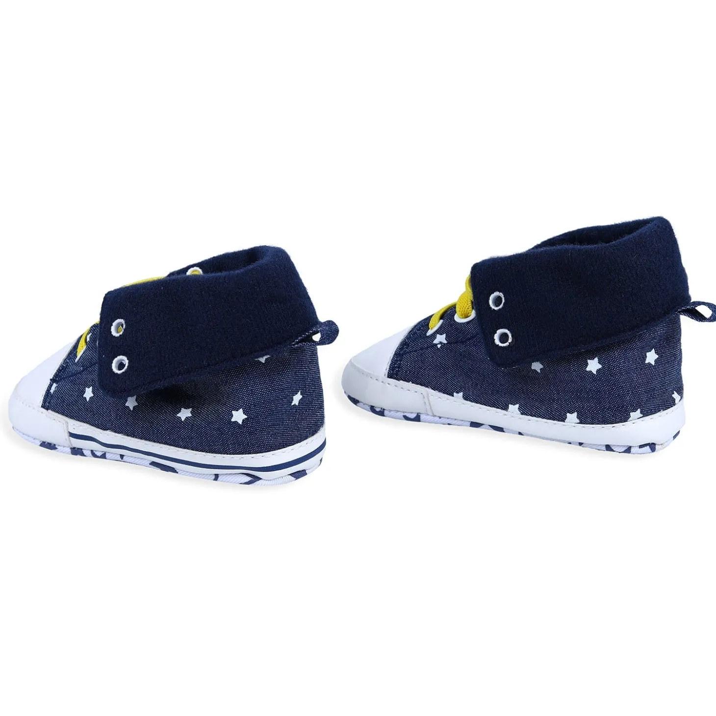 Star High Top Foldable Denim Casual Sneaker Booties - Blue