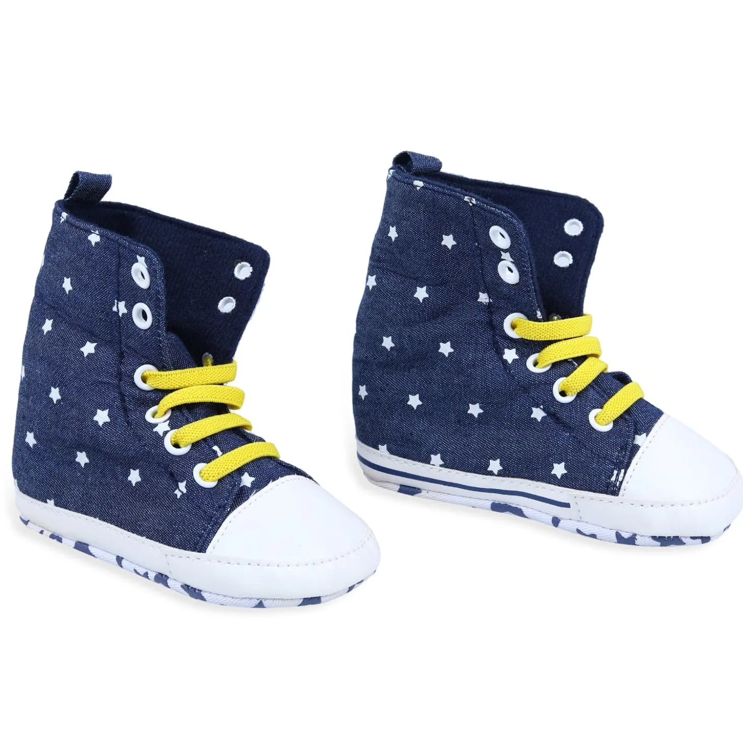 Star High Top Foldable Denim Casual Sneaker Booties - Blue