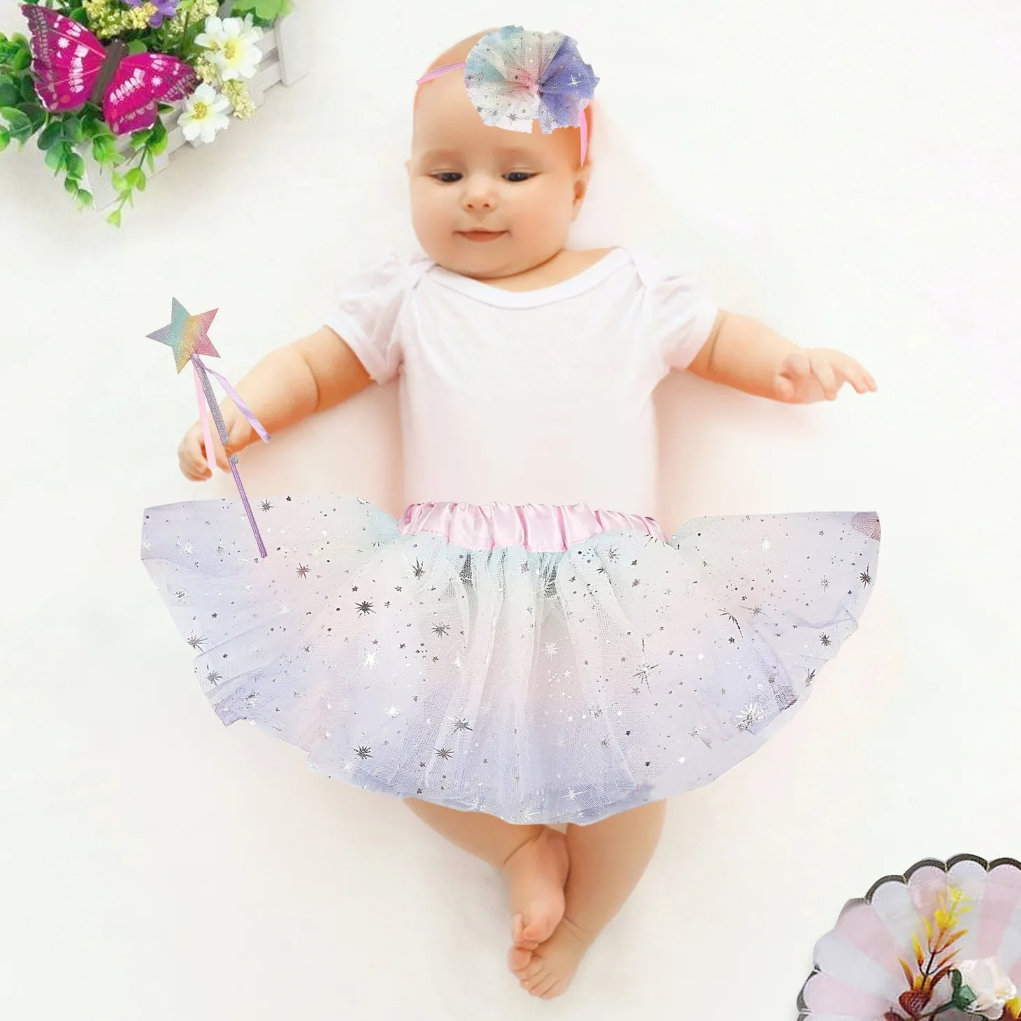 Star Multicolour Pastels Tutu Skirt And Accessory Set