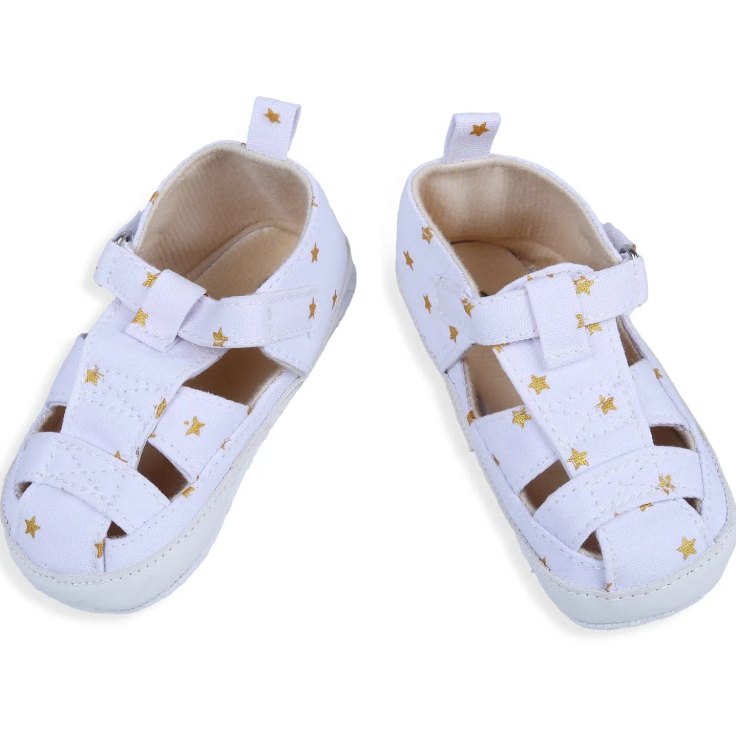 Star Premium Anti-Slip Velcro Hook-Loop Sandal Booties - White