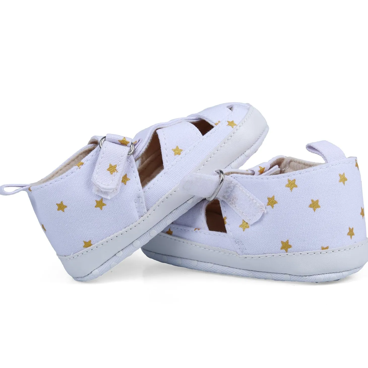 Star Premium Anti-Slip Velcro Hook-Loop Sandal Booties - White