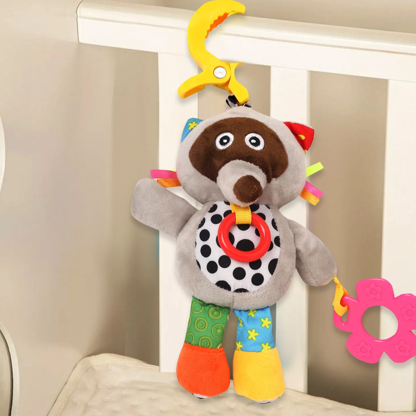 Star's Favourite Grey Hanging Pulling Toy With Teether