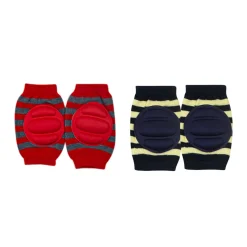 Striped Red, Black 2 Pk Baby Cushioned Kneepad