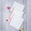 Swaddle Wrapper Pack Of 3 White With Colour Border Pink Orange Blue