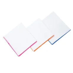 Swaddle Wrapper Pack Of 3 White With Colour Border Pink Orange Blue