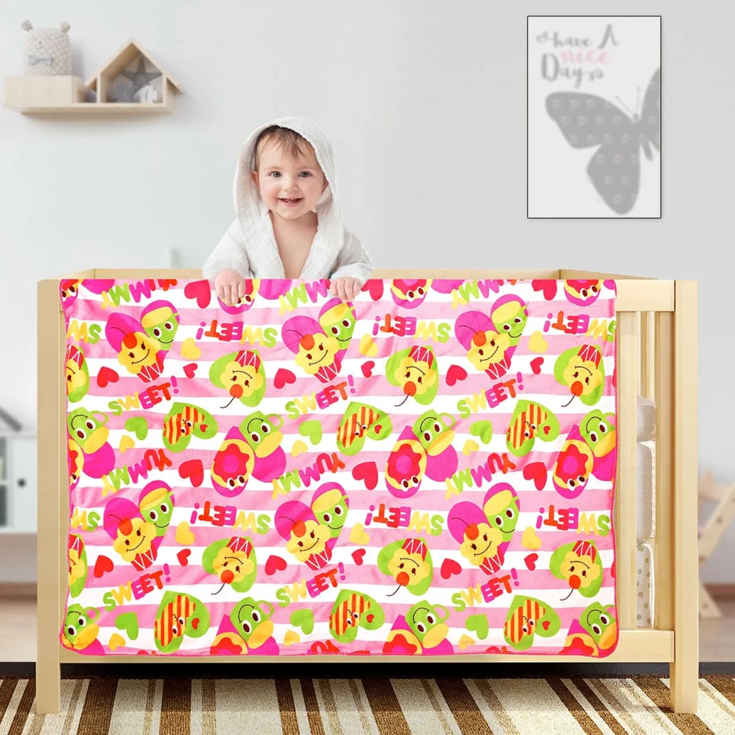 Sweet Cupcake Pink And Yellow Blanket