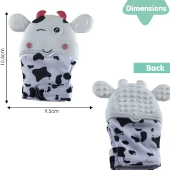 Teething Mitten Silicone Self Soothing Glove 1 Pc Cow Shape - White