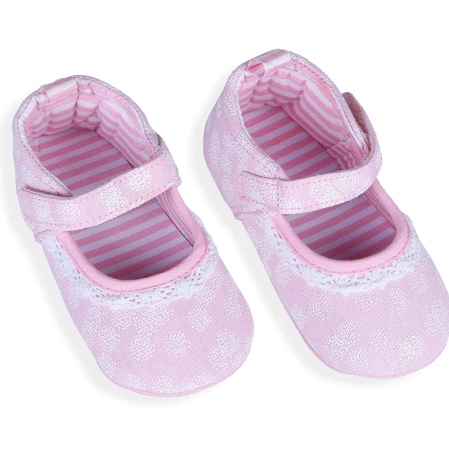 Textured Hookloop Premium Girls Anti-Slip Ballerina Shoes - Pink