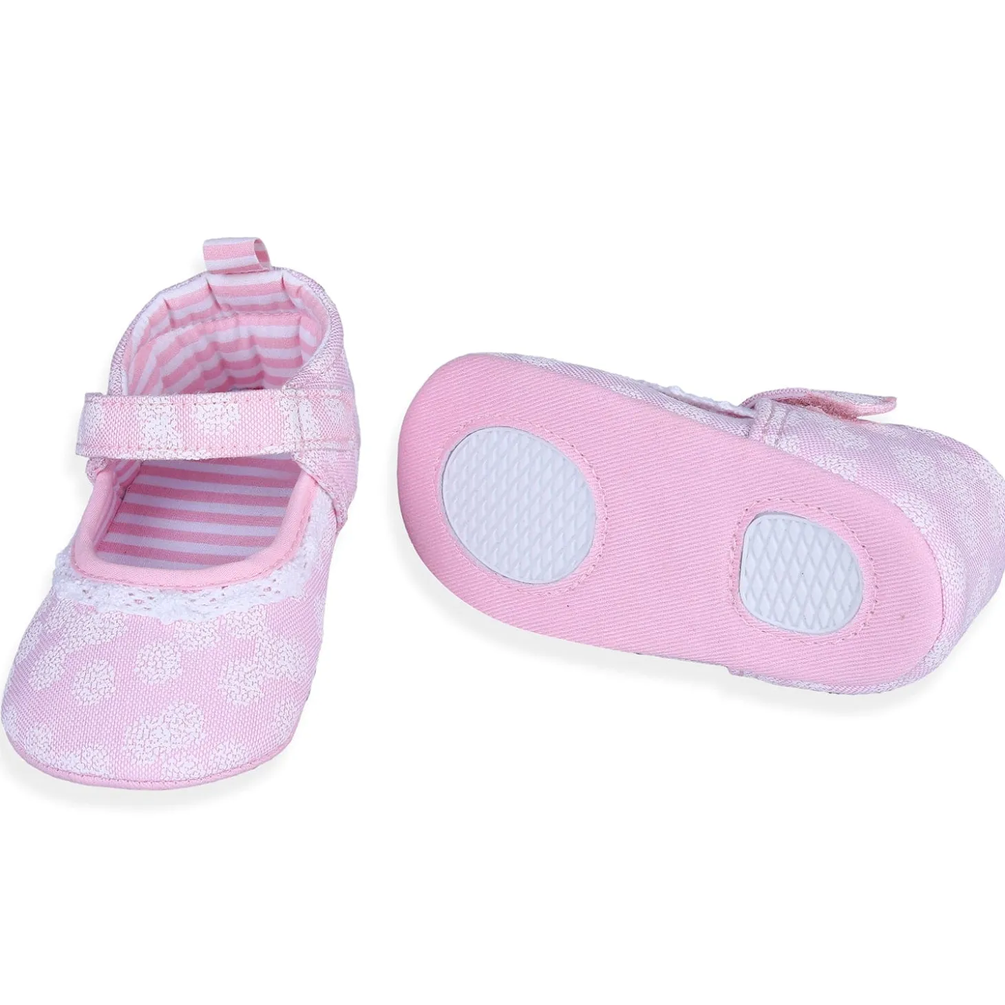 Textured Hookloop Premium Girls Anti-Slip Ballerina Shoes - Pink