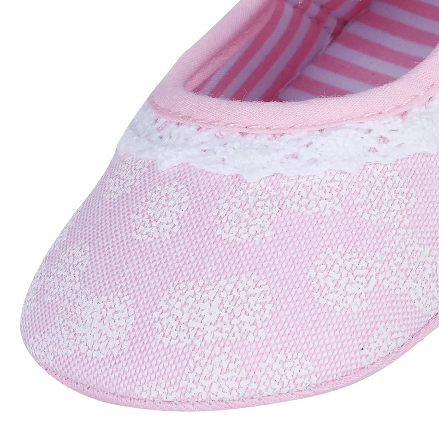 Textured Hookloop Premium Girls Anti-Slip Ballerina Shoes - Pink