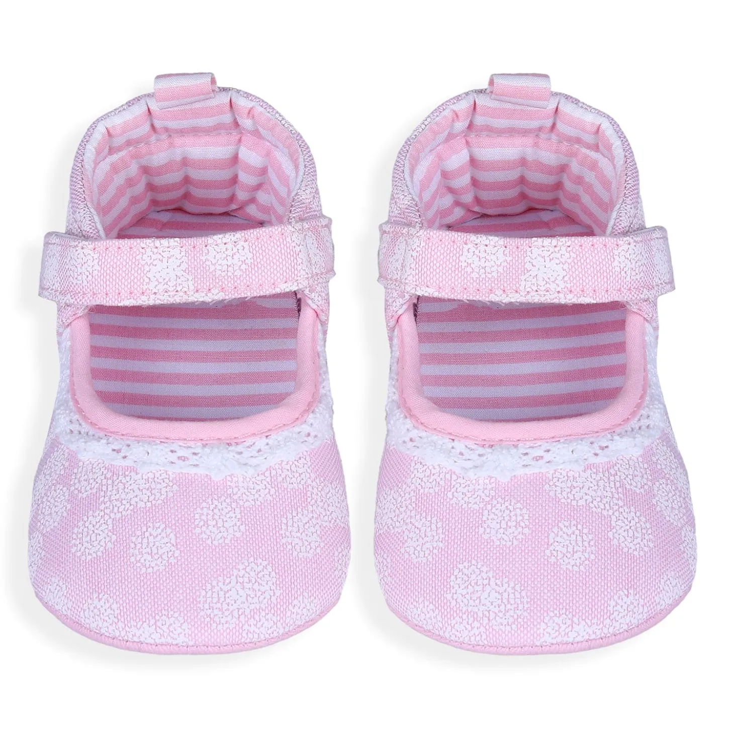Textured Hookloop Premium Girls Anti-Slip Ballerina Shoes - Pink