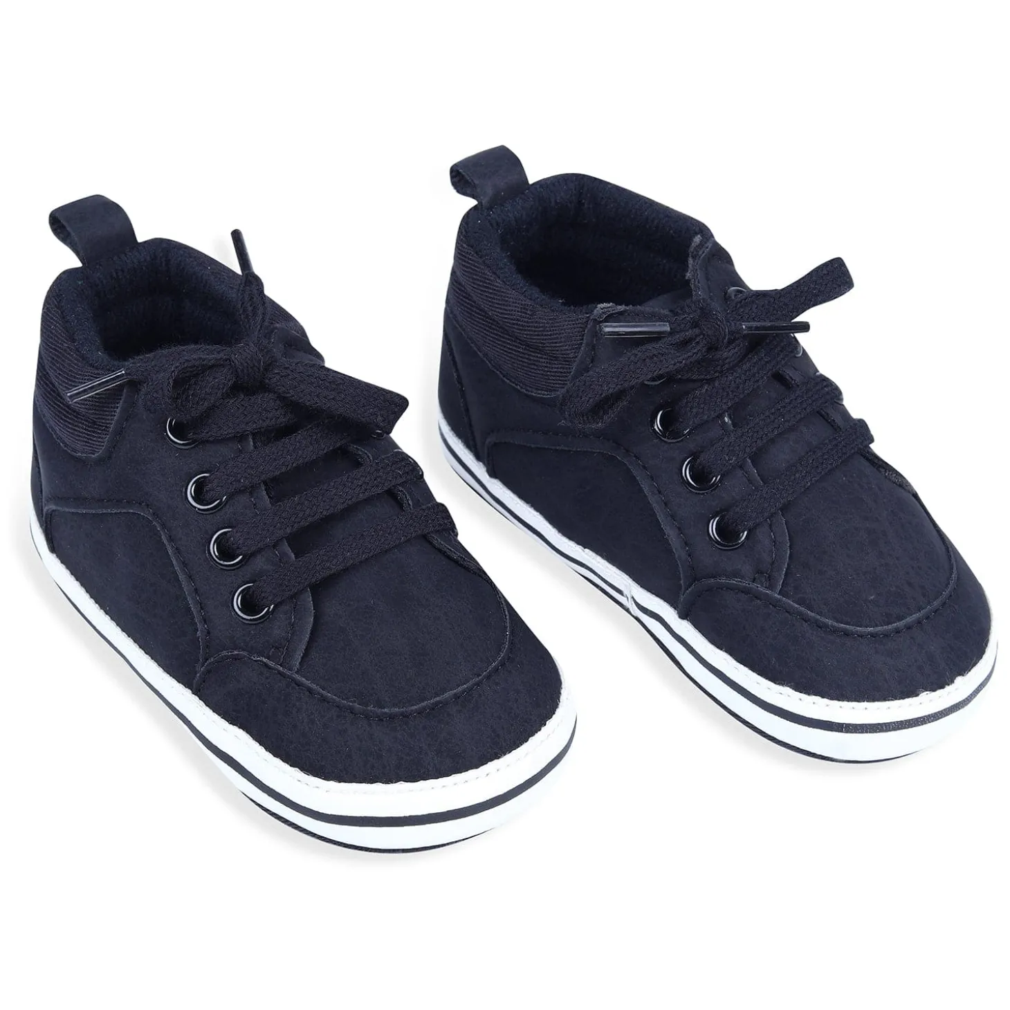 Textured Leather Lace-Up Stylish Anti-Slip Sneaker Shoes - Navy Blue