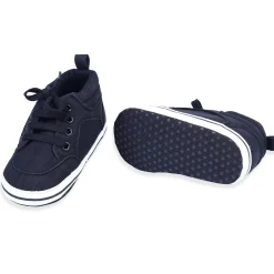 Textured Leather Lace-Up Stylish Anti-Slip Sneaker Shoes - Navy Blue