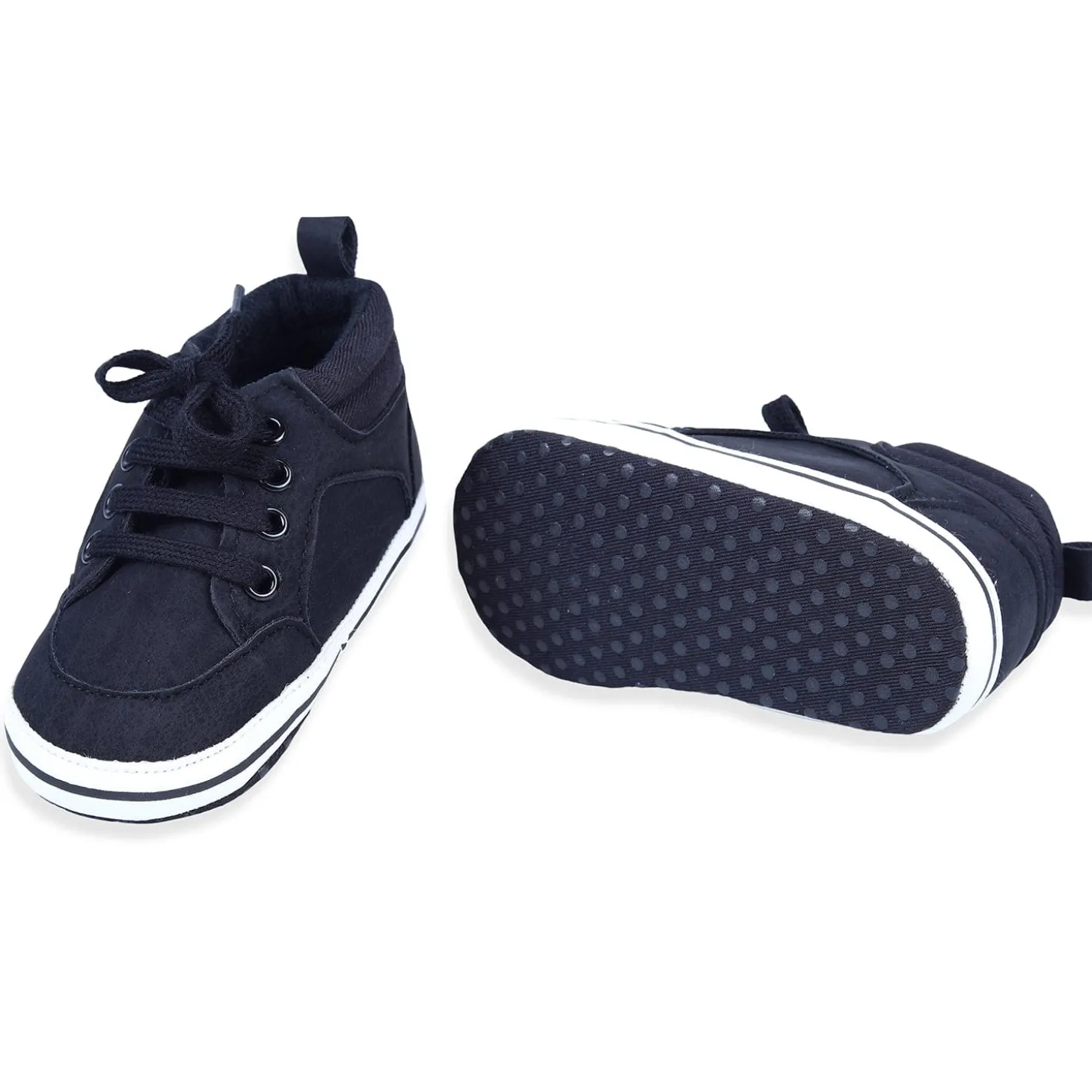Textured Leather Lace-Up Stylish Anti-Slip Sneaker Shoes - Navy Blue