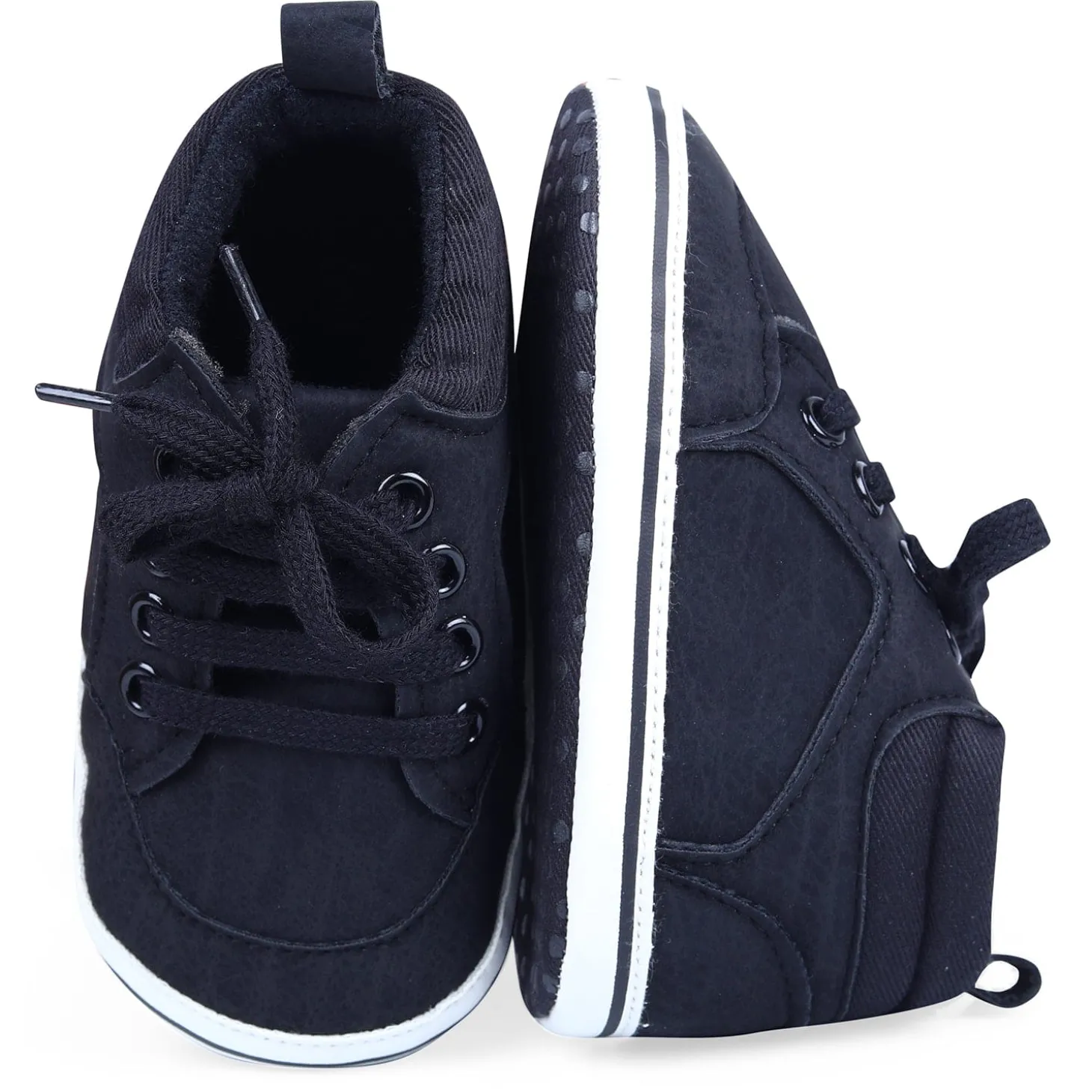 Textured Leather Lace-Up Stylish Anti-Slip Sneaker Shoes - Navy Blue