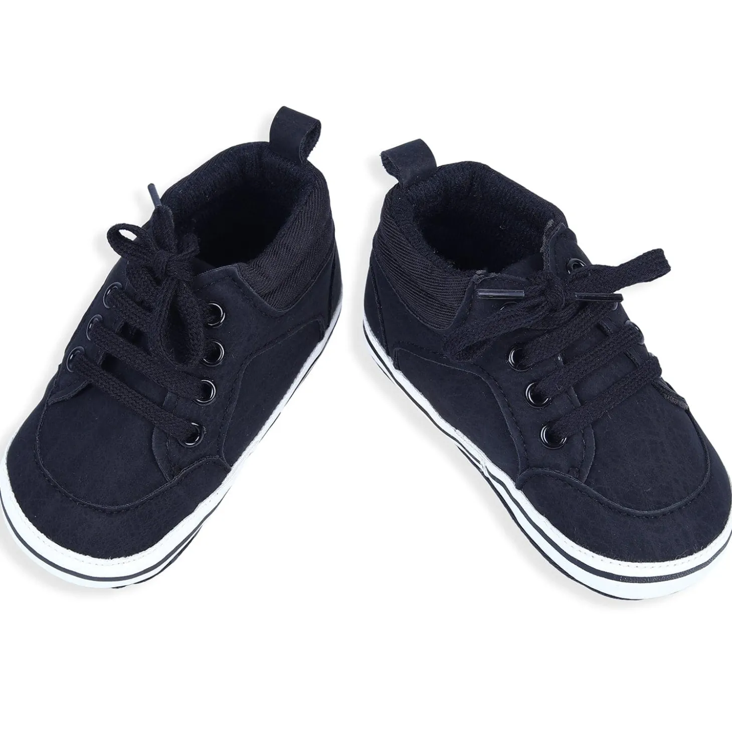 Textured Leather Lace-Up Stylish Anti-Slip Sneaker Shoes - Navy Blue